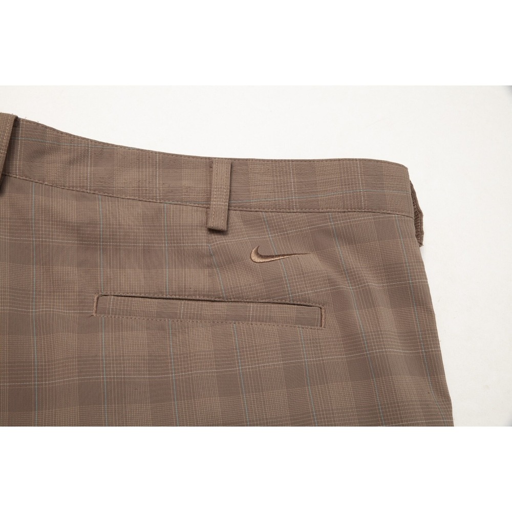 Nike Golf Shorts Mens 40 Brown Plaid Fit Dry Flat Front Athletic 347141-242 - Picture 3 of 10